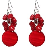Jules D.Colorful Dangle Earrings Natural Shell Cluster Beads Drop Earrings for Women Dangling