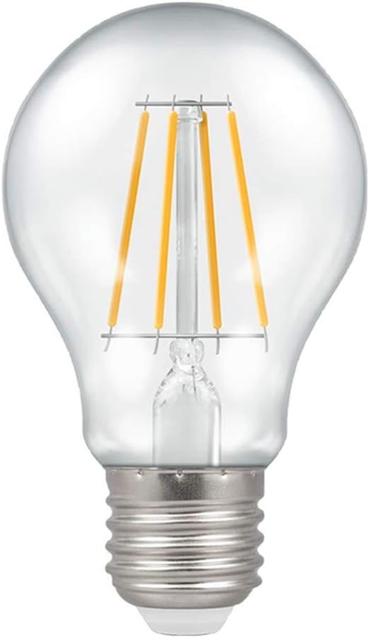 Crompton LED Dimmable Filament GLS Light Bulb Clear 7.5W E27 ES 2700K Warm White 60W Incandescent Bulb Equivalent 806 Lumens Energy Saving led Bulbs Edison Screw LED Light Bulbs