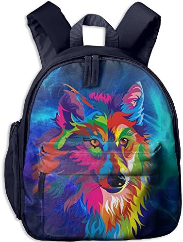 Casual Lightweight Canvas Backpacks Color Painted Wolf Bookbag Shoulder Bag School Backpack For Kids