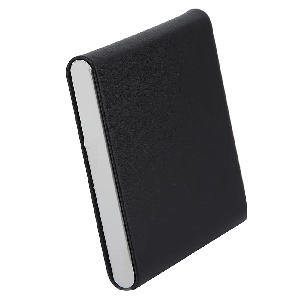 Leather Cigarette Case PU Leather Metal Hold 10 Cigarette Smoke Holder Storage Case Lightweight Box Holder Metal Stainless Steel Slim Box(black)