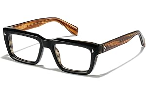 JOLLYNOVA Sutton Retro Rectangle Acetate Thick Glasses Frame Prescription Optical Eyewear for Women Men 53-21-148mm