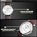 Mens Unique Analog Quartz Business Casual Dress Wrist Watch Leather Band Minute Dial with Special Lug Design, White Simple Dial, 98FT Waterproof 30M 3ATM Water Resistant - Silver