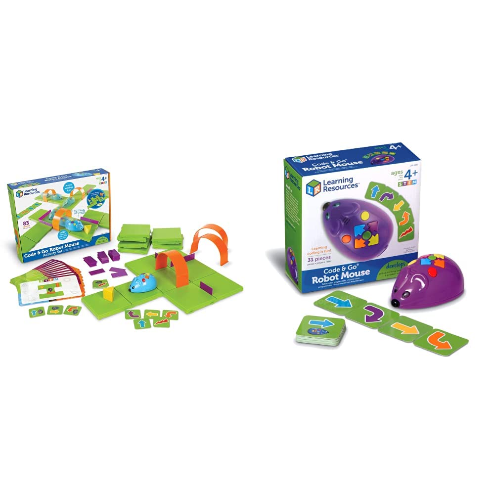 Learning Resources Code & Go Robot Mouse Activity Set, 83 pieces, Ages 4+ and STEM - Robot Mouse