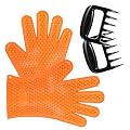 ZS® BBQ Kit Set,Silicone Heat Resistant Grilling Gloves And Bear Claw for free/BBQ Meat Handler Forks