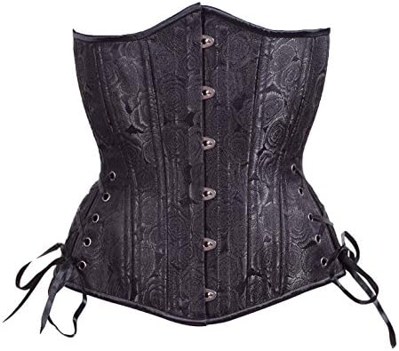 Timeless Trends Womens Steel Boned Waist Training Floral Long Corset 22 Black