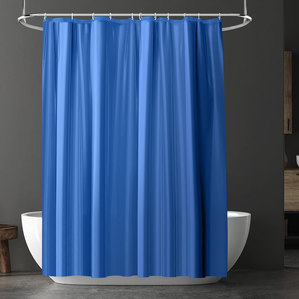 URAQT Shower Curtain Anti Mould, Waterproof PEVA Bath Curtains, Mildew Resistant Bathroom Shower Curtain with 12 Hooks, Plain Color Bathtub Curtains for Bath Tub Shower Stall, 180 x 180 cm, Dark Blue