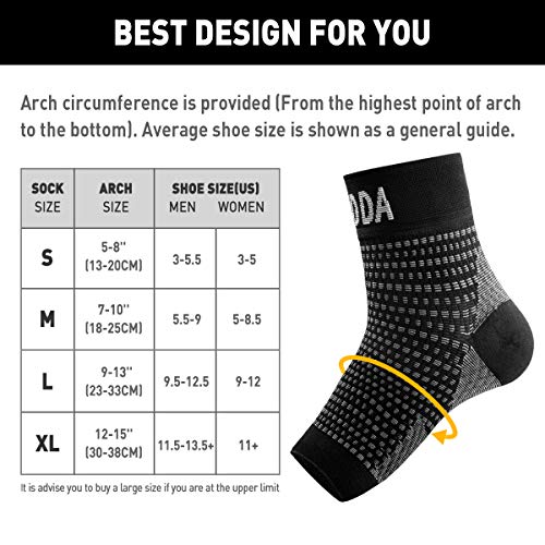 AVIDDA 2 Pack Ankle Support Brace for Men and Women, Compression Sleeve Socks for Plantar Fasciitis, Sprained Ankle, Ligament Damage, Achilles Tendonitis, Sports, Running - Black M