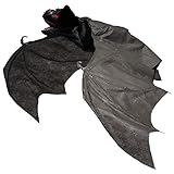 Prextex Giant 30" Animated Hanging Bat (30" Wing Span) Halloween Decoration with Maniacal Laugh and Screams! Built-in Motion Sensor That Detects Voice Vibration and Responds with Loud Creepy Screams &amp; Laughs. Great Halloween Decoration! (Toy)
