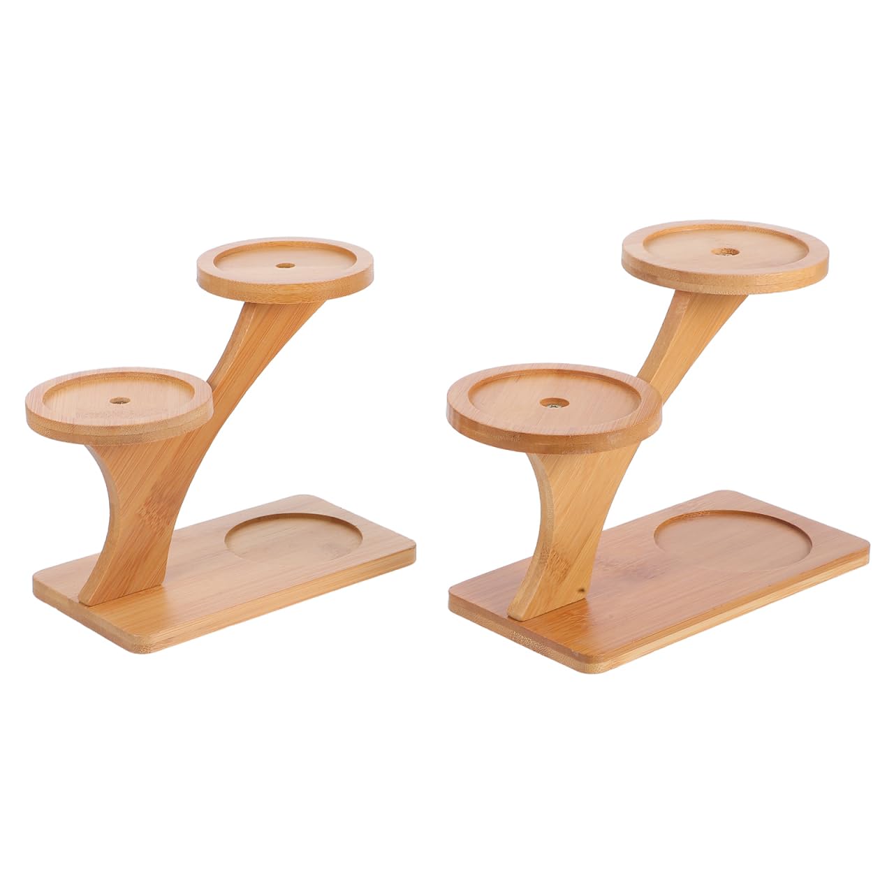 SEWOART Bamboo Plant Stand 2 Tier Desktop Flowerpot Holder Small Potted Base Tray Multi-Layer Indoor Plant Display and Craft Shelf