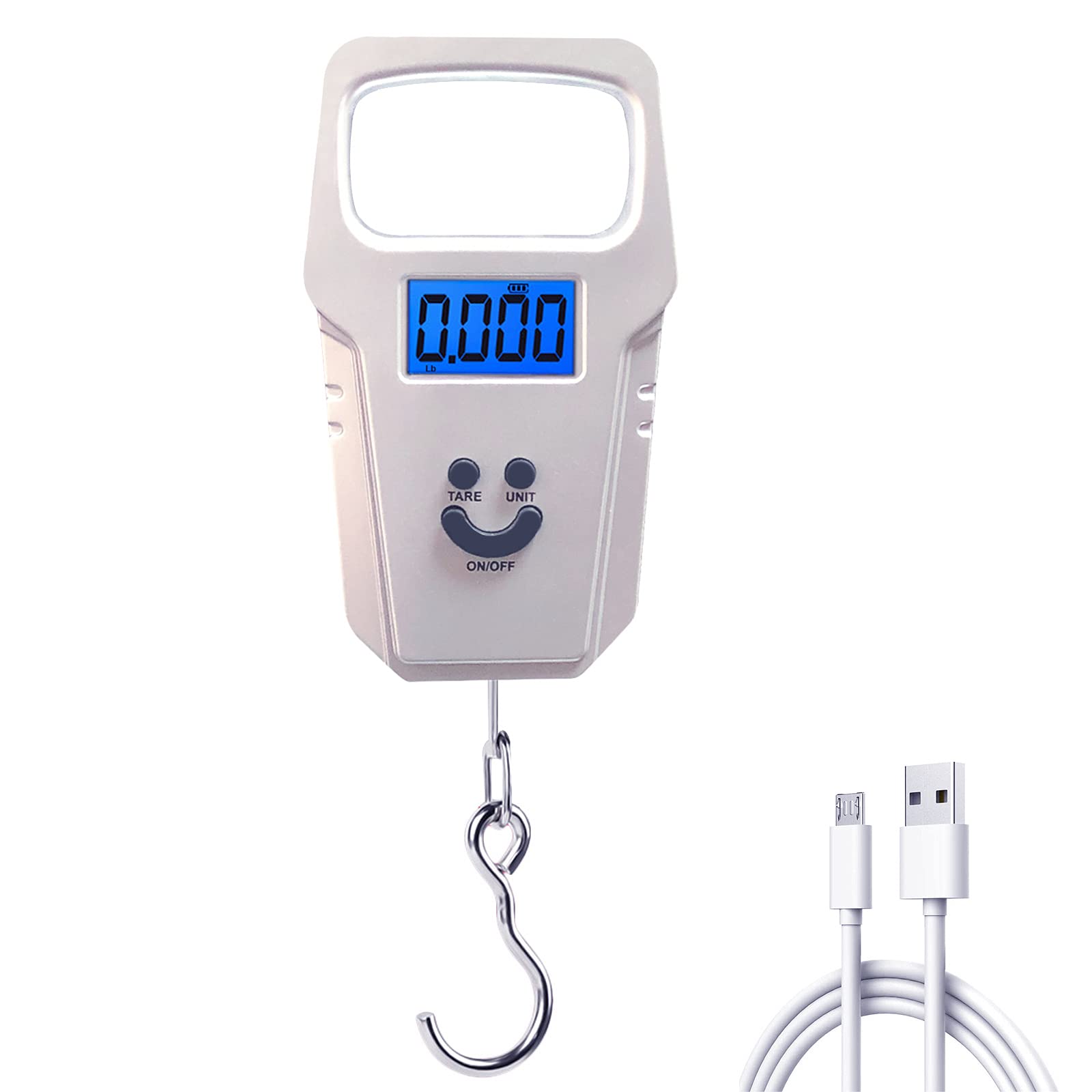 Luggage Scale,Fish Scale,USB Rechargeable Digital Electronics Hanging Luggage Weight Scales for Family Travel Shopping Fishing, (silver)