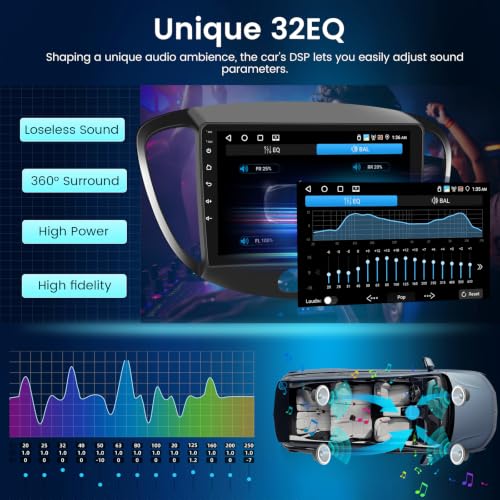NHOPEEW Autoradio Android per Hyundai i10 con CarPlay e Android Auto | Compatibile con Hyundai i10 2007-2013, WiFi, Mirror Link, DSP, schermo diviso, telecamera di retromarcia e microfono