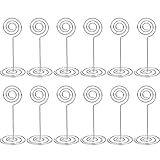 Shappy 12 Pack Table Number Card Holders Photo Holder Stands Place Paper Menu Clips, Circle Shape (Silver)