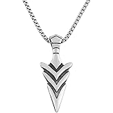 xuanhang Stainless Steel Arrowhead Pendant Necklace for Men Women,Titanium Steel Arrow head Jewelry Chain Necklace for Mens,Viking Arrow Charms Necklaces for Man Women,24inch Chain