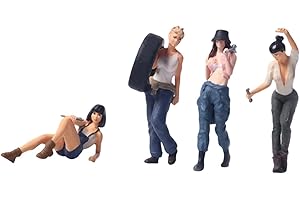 Colaxi 4Pcs 1/64 Scale Miniature Figures Model,Tiny People Figurine Repair Workers Mini Diorama Figure for Diorama Miniature 
