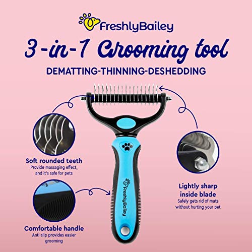 Freshly Bailey Dog and Cat Dematting and Deshedding Tool Double Sided