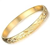 Jonline24h Girl Lady's Women Copper 18k Real Yellow Gold Plated Charm Open 59mm Bangle/bracelet New Jewelry