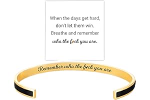ANGYAPE Remember Who The F You Are Motivational Color Bangle, Stainless Steel Inspirational Cuff Bracelets with Hidden Message Engraved Bracelet Jewelry Gift for Women Sisters Friends