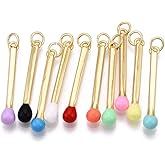 DanLingJewelry 10Pcs Match Shaped Brass Enamel Pendants Charms with Jump Ring for Necklaces Bracelets Jewelry Making