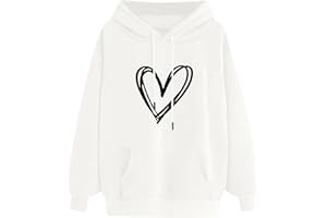 WIYUQEEN Cute Hoodies for Women Teen Girls Heart Graphic Sweatshirt Oversized Y2K Fashion Pullover Pocket Hooded Fall Tops
