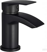 Hapilife Black Basin Mixer Tap Waterfall Monobloc 1 Hole G1/2 Hoses