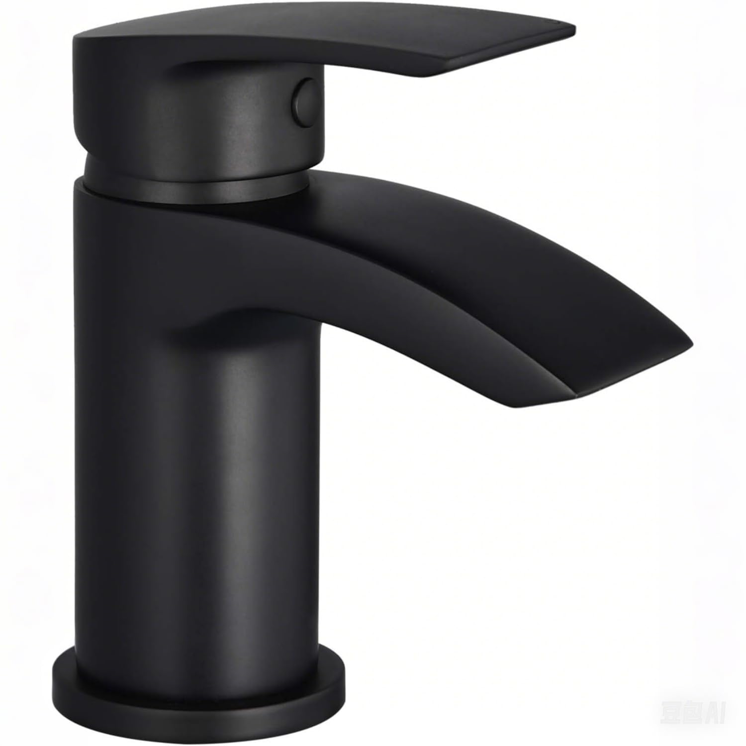 Hapilife Black Basin Mixer Taps Waterfall Bathroom Sink Tap Mixers Round Cloakroom Faucet Small Brass Mono Monobloc with G1/2’’ Hoses Single Lever 1 Hole