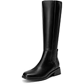 DREAM PAIRS Women's Knee High Boots Square Toe Low Block Heel Casual Comfort Riding Long Boots with Side Zipper