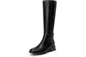 DREAM PAIRS Women's Knee High Boots Square Toe Low Block Heel Casual Comfort Riding Long Boots with Side Zipper