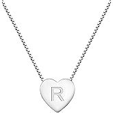 YL Initial Necklace 925 Sterling Silver Heart Letter Pendant A-Z Alphabet Cubic Zirconia Jewelry for Women