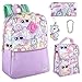 5 in 1 Backpack with Lunch Bag Set For Girls; Girls Backpack and Lunch Box Set Elementary (Unicorns)