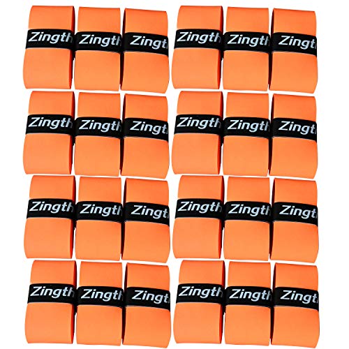 Zingther Premium Super Tacky Grip Overgrip Tape Bulk Pack for Tennis Racket/Pickleball Paddle/Racquetball Racquet/Squash Racket and Badminton Raquet (Orange, 24 Grips)