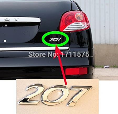 Amazon オリジナル7デジタルシンボルプジョー7プジョーエンブレム電着シルバーブライト特殊用途リアlogo エンブレム 車 バイク
