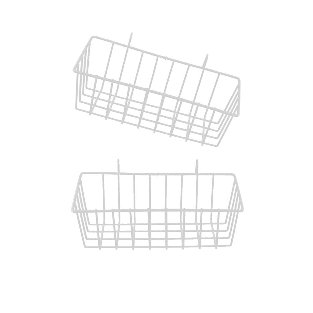2xWhite Nordic Grid Storage Basket Metal Wire Over The Cabinet Basket