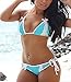 Women Sexy Brief Close-fitting Two-piece Strapless Bathing Suits Bikini Swimwear (White-Blue, M)