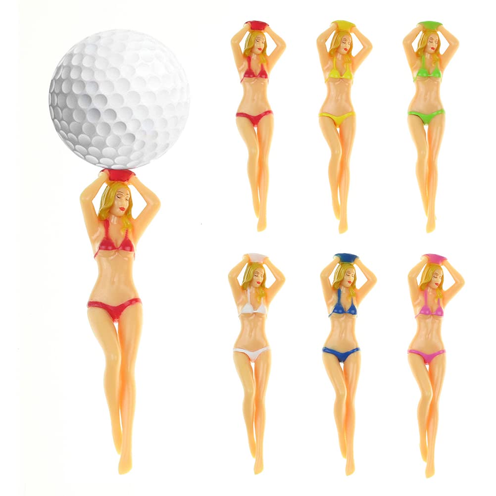 Tixiyu 6Pcs Colored Bikini Woman Golf Tees, Novelty Golf Tees Plastic Lady Girl Golf Tee, 70 mm/ 2.7 Inch Pin-up Golf Tees Home Women Golf Tees for Golf Training Golf Accessories