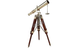 ANTIQUE VIBES Vintage Brass Telescope on Tripod Stand Antique Desktop Telescope Home Decor Table Nautical Spyglass Navy Outdoor Adventure Home Decor