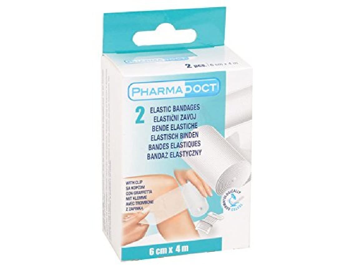 Pharmadoct Elastic Bandages, 4 m x 6 cm - 1 box of 2 pcs