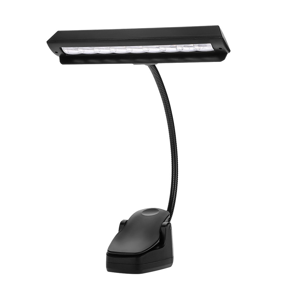 Music Stand Light Clip, 9 LED Clip-on Light - Portable, Flexible Bedroom Reading Desk Lamp - Battery or USB Mains Powered Instrument Upgrade Part
