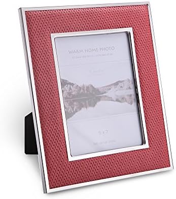 FFYYEE Modern Simplism Style- Iron SilverLeather Picture Frame K156-2 (5x7, Red)