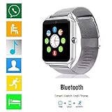 Bluetooth Smart Watch DOROIM Stainless Steel Strap, Camera, Call SMS Reminder, Sleep Monitor, Pedometer, Support SIM TF Card Android iPhone Men Women Boys Girls Gift