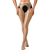 ChiaoLezhee Sexy Shiny Tights, Sheer High-Waisted, Suspender Pantyhose For Women Rave Party Outfits Leggings Pants Exotic