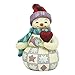 Enesco Jim Shore Heartwood Creek Mini Snowman with Heart Stone Resin, 3.5” Figurine