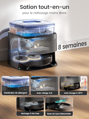 Lefant M3 Max Robot Vacuum Cleaner Washer 20,000 Pa, Multifunctional Station, Double Rotary Mop 200 RPM & 9mm Releasable, dToF Navigation, Obstacle Avoidance PSD, 220min, 5G/2.4G