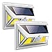 Solar Motion Sensor Light, JUSLIT 74 COB LED Solar Lights Outdoor, Security Light with Night Light Diming Mode, Waterproof Wireless 270° Wide Angle Motion Detector light for Garage Porch Step(2PK)