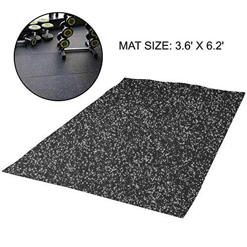 Happybuy Rubber Flooring Grey Rubber Stall Mat 3.6ft x 6.2ft, Gym Flooring 9.5mm Thick Heavy