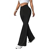 OYOANGLE Women's High Waisted Skinny Flare Pants Workout Gym Athletic Skinny Bell Bottom Yoga Trousers