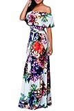 Happy Sailed Women Off Shoulder Party Maxi Dress, Small White