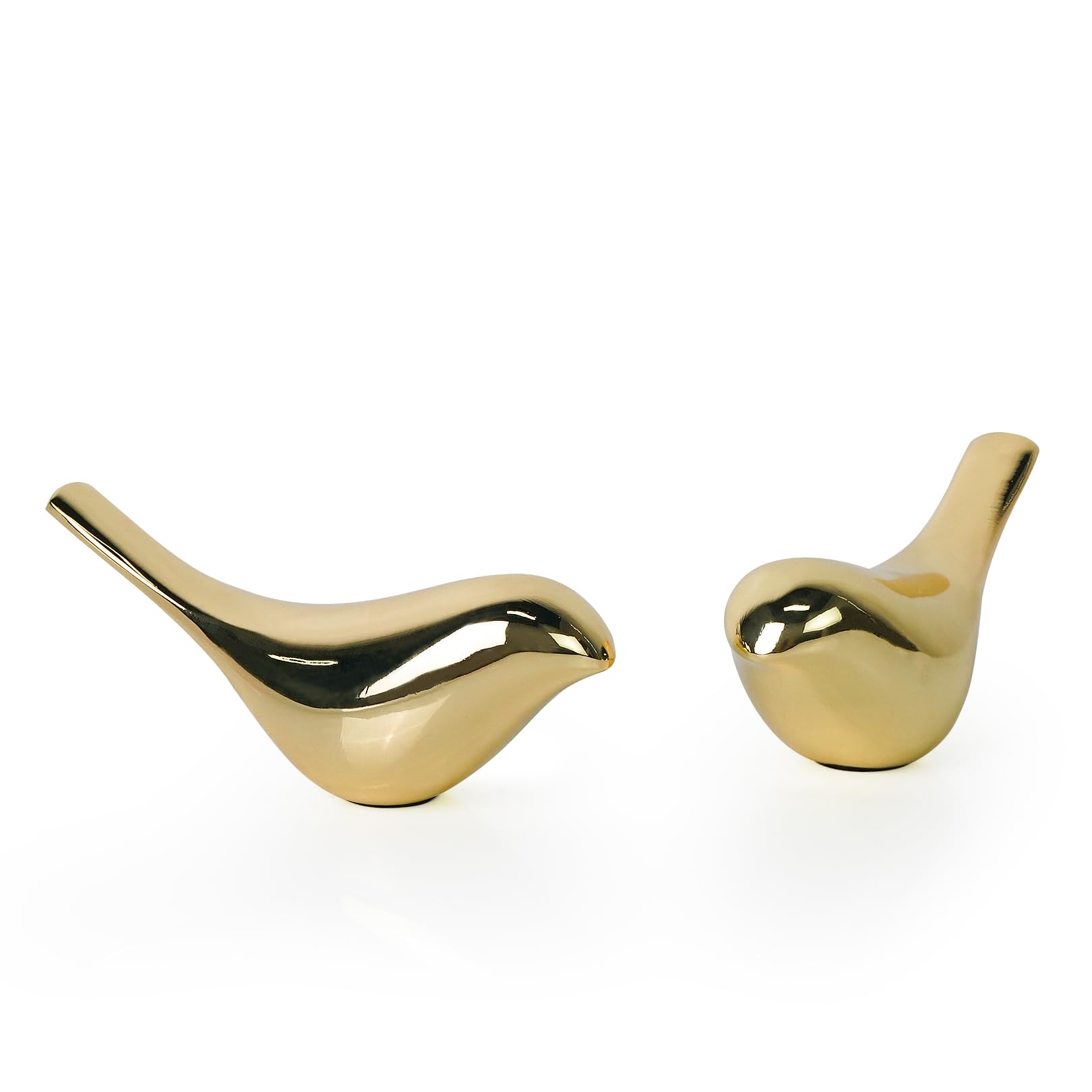 Aoneky Small Brass Birds Statues - Modern Style Birds Decorative Ornaments for Coffee Table, Bookshelf, Living Room, Cabinets Home Decor, 2Pcs