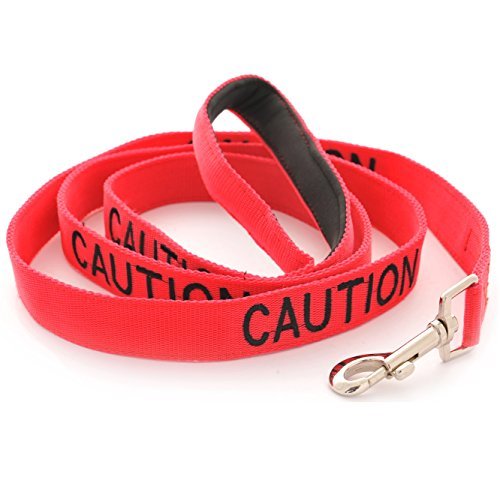 Dexil CAUTION (Do Not Approach) Red Colour Coded 60cm 1.2m 1.8m Luxury Neoprene Padded Handle Dog Leads PREVENTS Accidents By Warning Others Of Your Dog In Advance (1.8m) — image 1