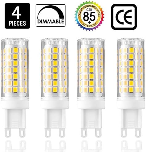 G9 led light bulbs 75W 100W replacement, halogen bulbs equivalent 850lm, Dimmable g9 led bulbs AC110V 120V 130 voltage Input, Daylight white 6000K ( pack of 4)