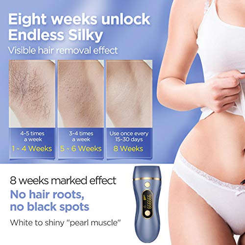 Houselog Hair Removal Permanent Hair Removal System Device Painless Hair Remover 999999 Flashes for Women and Men(Purple Blue)